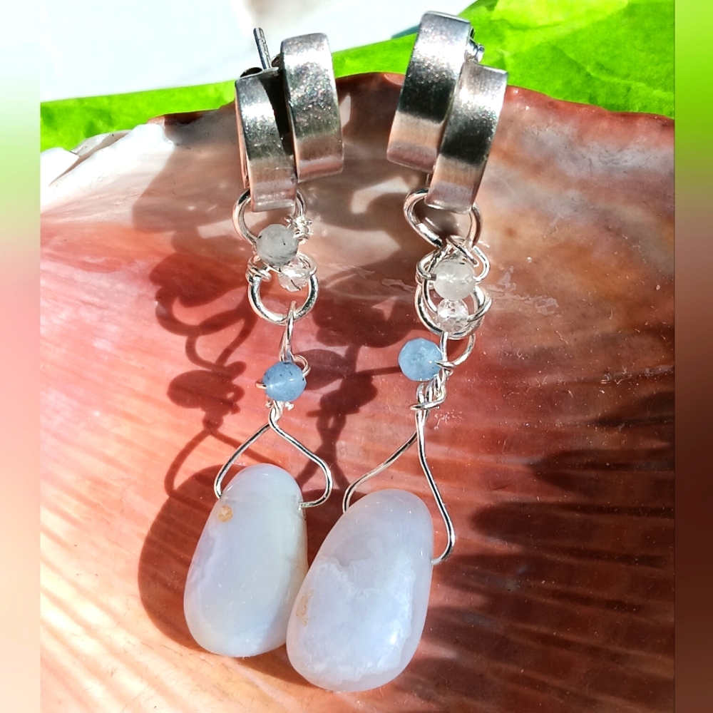 Sterling Silver Chalcedony Earrings